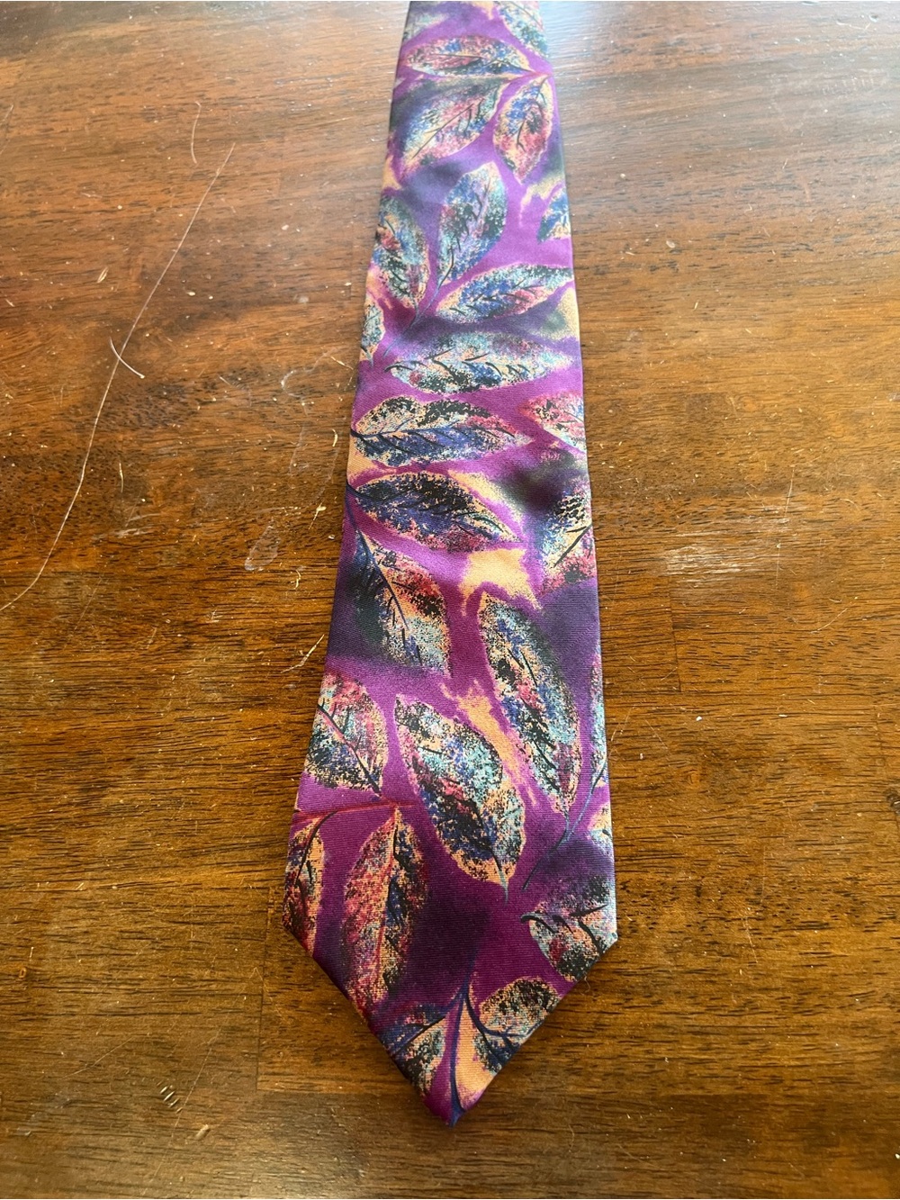 Dior Purple Leaf-Print Silk Tie